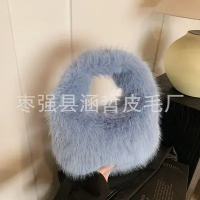 Herbst- und Winter neue flauschige Imitat-Fuchspelz-Handtasche, koreanischer Stil, vielseitig, tragbare Plüsch-Reisetasche - 10