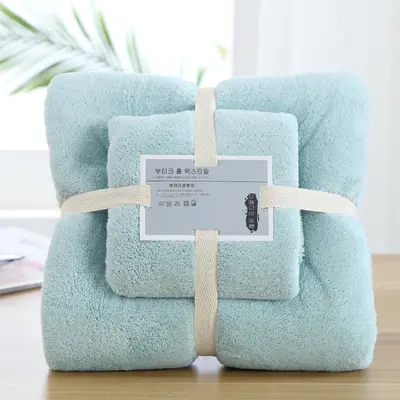 Manufacturer wholesale coral velvet towel bath towel gift set thickened mother-in-law towel set with printed logo - 8