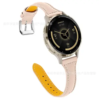 Leather Watch Band Strap 18MM for Garmin Venu 3S/2S Slim Waist Leather Strap, Samsung Huawei Smartwatch T-Type Leather Strap
