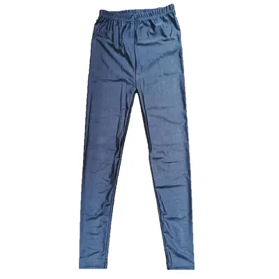 Kadın parlak süt ipek yoga taytı, slim fit, dokuz noktalı boy, büyük beden - 9