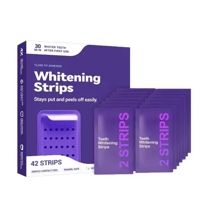 Dr dent跨境美牙贴TeethWhiteningStrips牙齿美白紫色牙贴漱口水