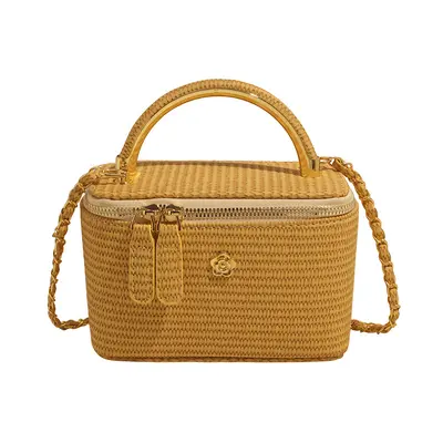 Damen-Mini-Handtasche mit Strickmuster, Kettenriemen - 6