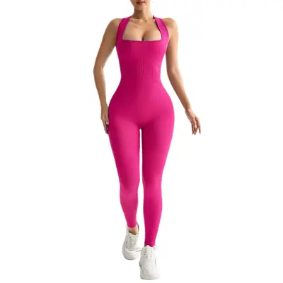 Yoga-Overall Damen, nahtlos, Rippdesign