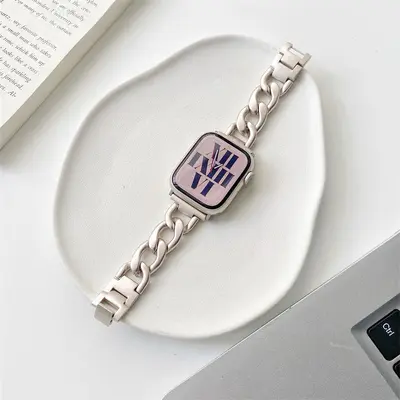 Strap for Huawei and Apple iWatch, Single Row Denim Chain Metal Alloy, Women - 5
