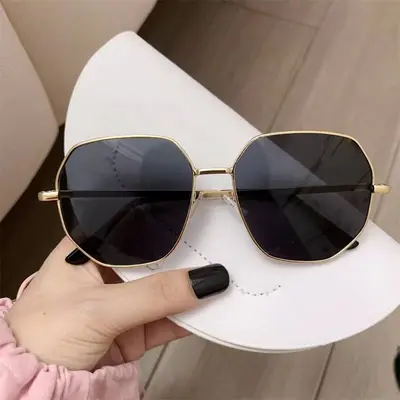 Oversized Unisex Metal Frame UV Protection Sunglasses - 7