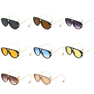 Men's Metal Aviator Sunglasses, Double Bridge, Large Frame - 6
