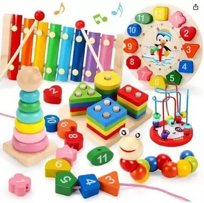 Erken Çocukluk Eğitimi Zeka Oyuncakları Çocuk Mini Boncuk Dizme Sekiz Notlu Kasiyer Çalar Saat Çocuk Vurmalı Piyano Seti Ahşap Bebek Montessori Bebek Oyuncakları - 8