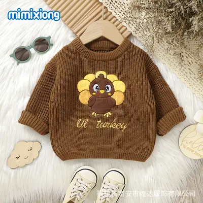 Baby Knitted Sweater with 3D Chicken Pattern, Autumn and Winter