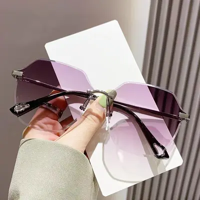 Women's Frameless Sunglasses, Gradient Lens, UV Protection - 7
