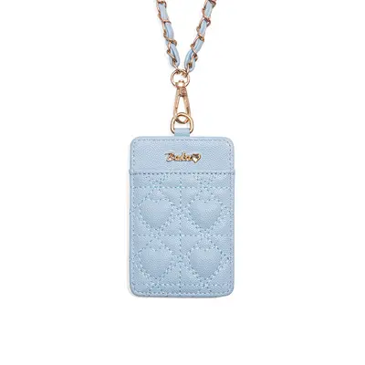 Heart Quilted Passport Holder with Chain Card Case for Women - 9