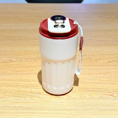 316 Stainless Steel Smart Coffee Mug, Thermos with Carry Strap - 8
