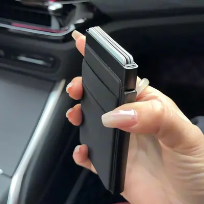 Aluminum Alloy Card Holder, ID and License Slot, Auto Pop-Up, Anti-Magnetic