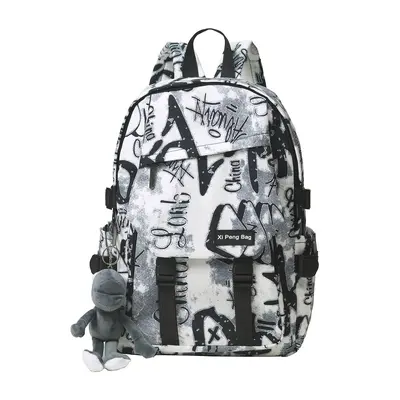 Trend Harajuku Style großer Rucksack mit Kapazität, Graffiti-Style cool und elegant für männliche und weibliche Schüler der Sekundarstufe und Mittelstufe.
