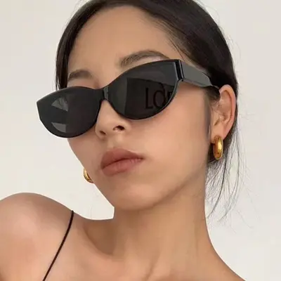 Black Small-Frame Cat-Eye Sunglasses, Personalizable Frame - 4
