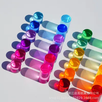Acrylic high transparency crystal cylindrical building blocks particles children's stacking building blocks ready kindergarten early education wholesale