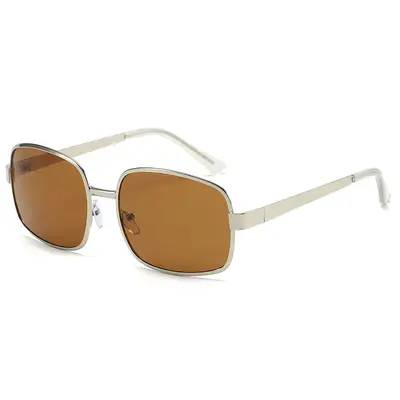 Retro Round-Square Metal Large-Frame Sunglasses for Men and Women, Driving - 8