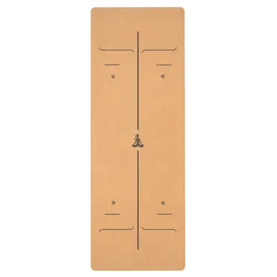Yoga mat, 183x68cm, natural rubber, cork surface, silent - 8