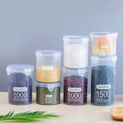 Hava geçirmez plastik saklama kavanozu, mutfak ve buzdolabı için