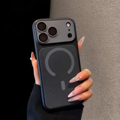 iPhone 17 ve 18 Pro Max Uyumlu Manyetik Telefon Kılıfı, Darbe Önleyici, Burgundy Kırmızı - 9