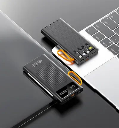66W Schnellladung Mini-Powerbank 20000 mAh mit eingebautem Kabel - 7