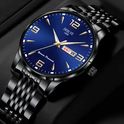 Herrenuhr, Stahlarmband, ultradünn, wasserdicht
