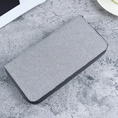 Men's Long Zipper Canvas Wallet, Multi-Card Slots, Large Capacity - 3