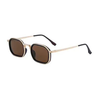 Square Frame Retro Men's Sunglasses with Spring Hinges and UV Protection - 9