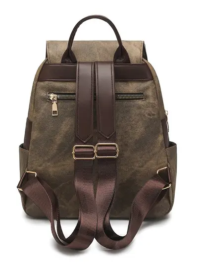 Women's PU Backpack Retro Textured Casual Style - 5