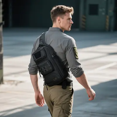 OZUKO Functional Chest Bag Crossbody Bag Expandable Multi-pocket Adjustable Shoulder Strap Men's Outdoor Cycling Single Shoulder Bag