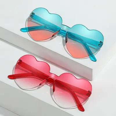 Heart-Shaped Frameless Jelly Color Sunglasses