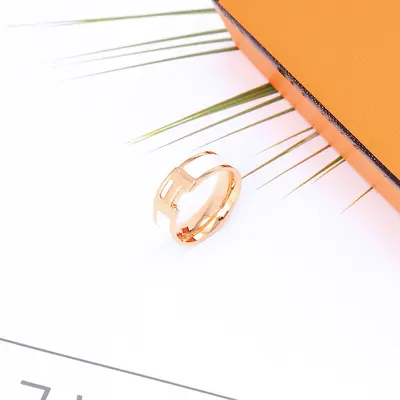 H-shaped titanium steel ring produced by CNC processing, stainless ring for women with enamel couple ring, fashionable versatile jewelry, cool - 13
