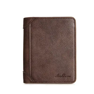 Men's Vertical Short Wallet with Zipper Coin Pocket - 5