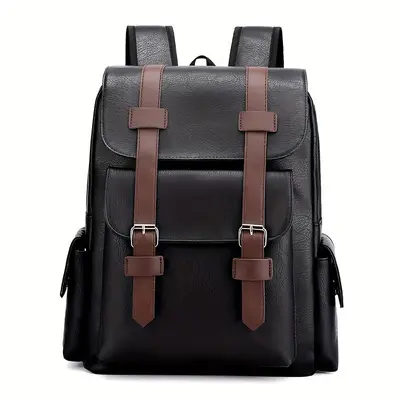 Grenzüberschreitender Retro-Rucksack für Damen und Herren, schlichter weicher PU-Laptop-Rucksack, neuer Trend großer Reiserucksack mit hohem Fassungsvermögen