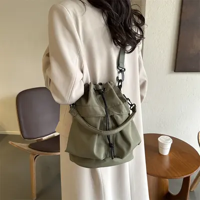 Women's Bucket Bag, Large Capacity Single-Shoulder, Korean Style - 4