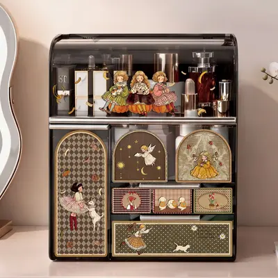 Desktop vintage-style dustproof large-capacity cosmetics organizer - 3