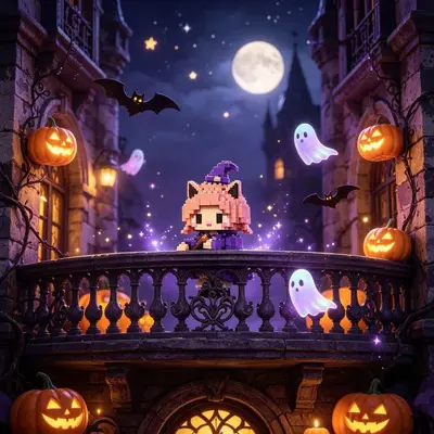 Halloween Pumpkin Ghost Witch Building Blocks, LEGO-Compatible Set - 5