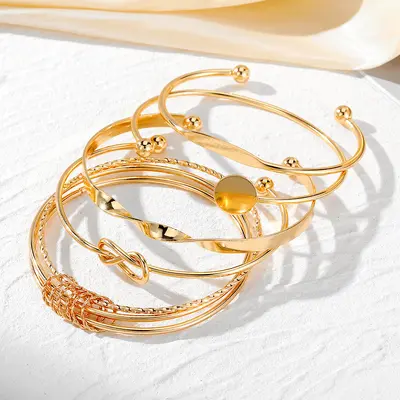 Grenzüberschreitender Retro-Kettenbracelet im einfachen Stil für Europa und Amerika, modisches Mix-and-Match offenes Armband, Armband-Stacking-Stil-Kombination, Großhandel