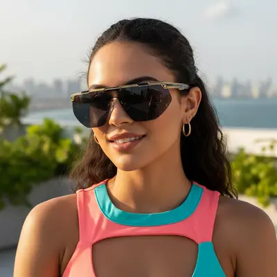 Unisex-Sonnenbrille mit Halbrahmen im Punk-Sportstil, bunt, trendig - 2