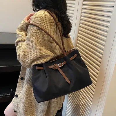 Retro-Damen-Tote-Bag mit großem Fassungsvermögen, schlichte Pendlertasche - 3