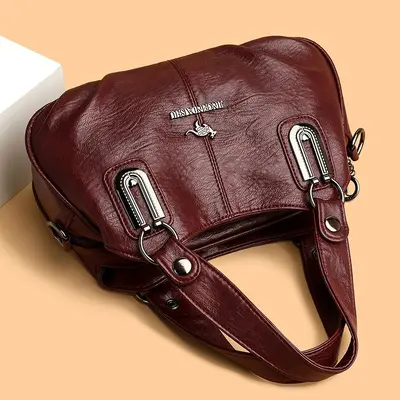 Large Capacity Soft Leather Crossbody Bag for Middle-Aged Women - 9