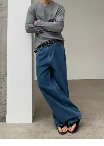 Amerikan Retro Yıkamalı baggy kot pantolon erkek kadın cheanfit rahat görünüm A form düz kesim bol paça geniş paçalı uzun pantolon