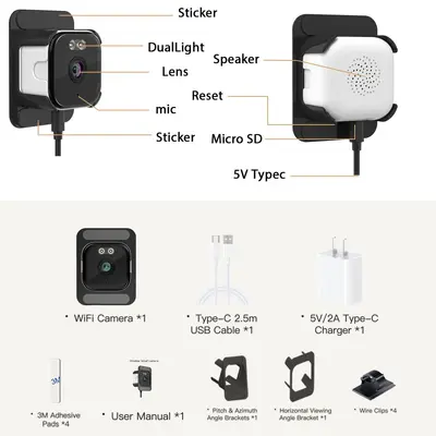 SaintAnno WiFi HD Fenster-Kamera Smart-Home Netzwerk-Überwachung Smartphone Fernzugriff Nachtsicht Infrarot 2K