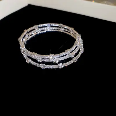 Artificial pearl multilayer rhinestone stretch bracelet - 11