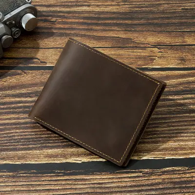 Crazy Horse Leather Short Men's Wallet with Multi-Card Slots and Coin Pocket - 8
