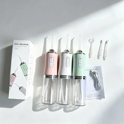 便携电动冲牙器家用3档喷水牙线洗牙器口腔清洁器带充电线三色可
