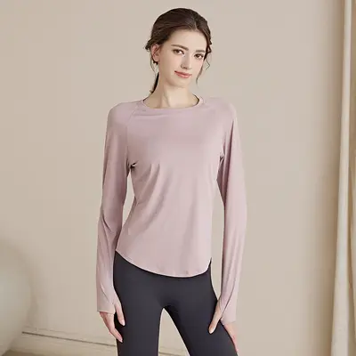 Damen schnelltrocknendes Langarm-Sportoberteil, figurformend, Herbst - 6