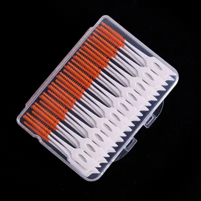 Ortodonti için diş arası fırçası, yumuşak silikon kürdan fırçası, turuncu, mavi, yeşil, 20/40 silikon kürdan - 10