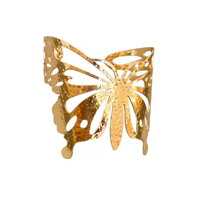 Metallisches geometrisches Armband mit Öffnung, Goldton