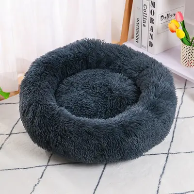 Warm Plush Round Cat Bed for Autumn and Winter, Deep Sleep Nest - 8