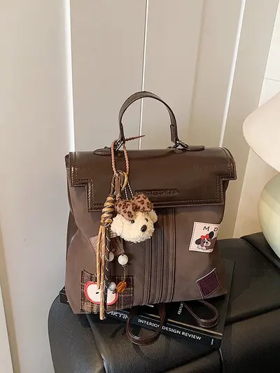 Damen-Handtasche mit Abzeichen, multifunktionale Umhängetasche - 5
